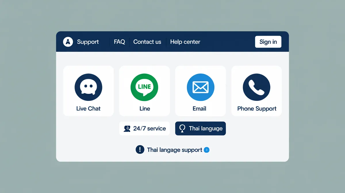 ระบบบริการลูกค้า Superflik แสดงช่องทางติดต่อต่างๆ